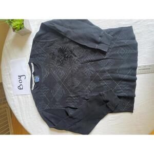 Point Zero Boys' Long Sleeve Black Cotton Shirt Size Medium